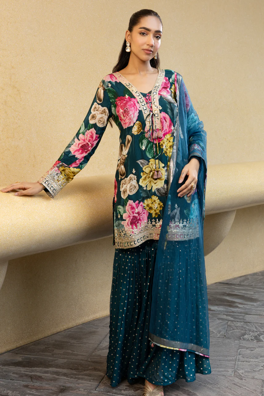 LEENA Sharara Set (Blue)